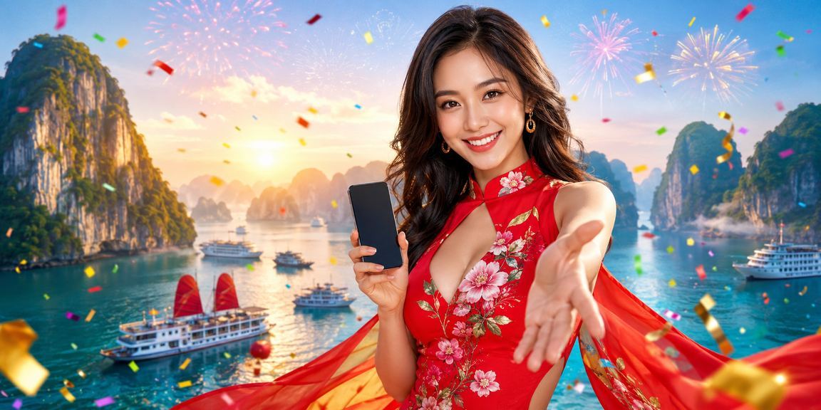 Phong cảnh Vịnh Hạ Long và người chơi tham gia lễ hội casino di động