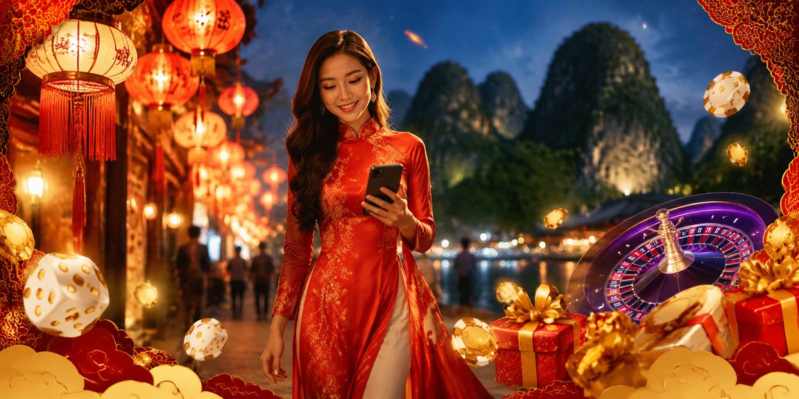 Người dùng tại Ninh Bình chơi casino di động tại khu chợ đêm buổi tối